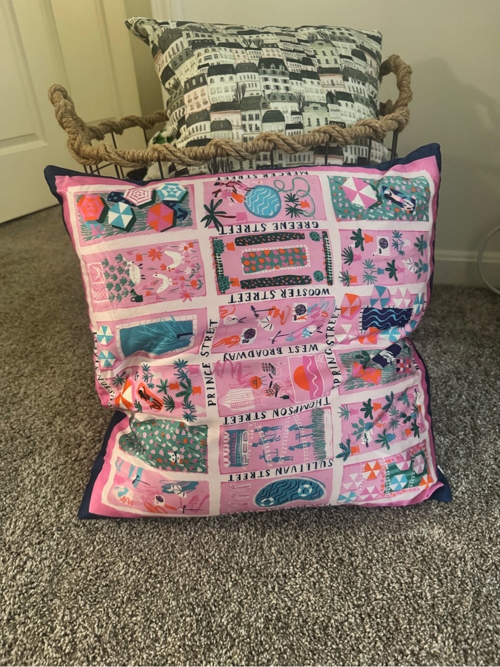 Kate Spade Pink Graphic Block Print Decorative Pillow - Picture 2 of 3